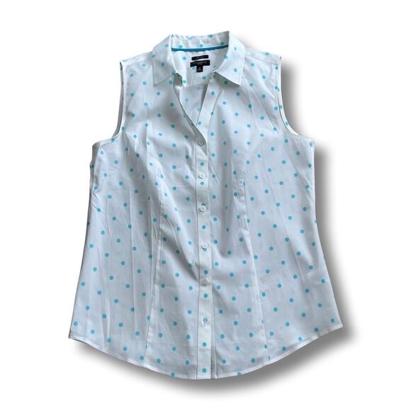 Talbots Non-Iron Polka Dot Sleeveless Perfect Shirt •2P - Picture 1 of 9